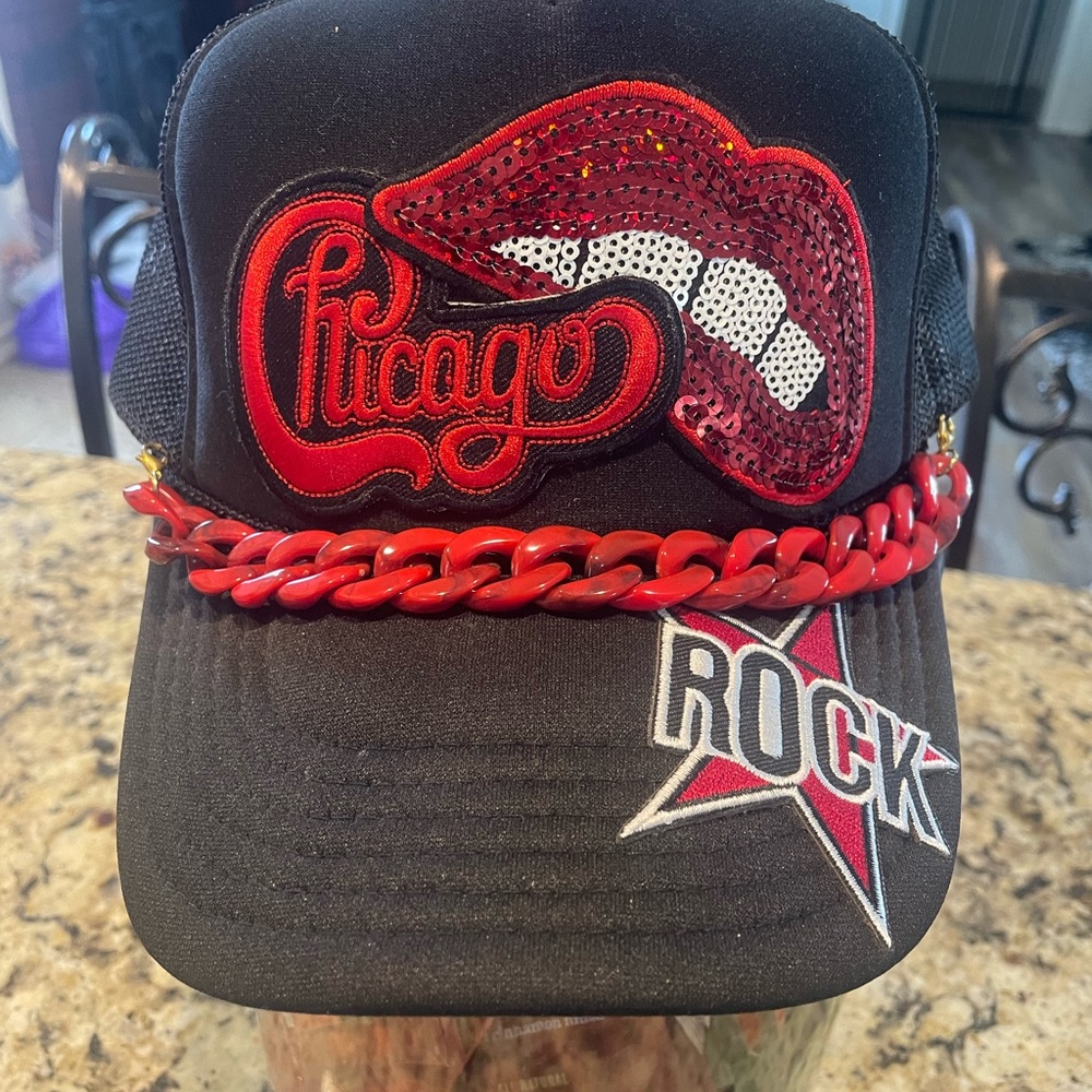 Chicago Rock Black Cap with Red Accents